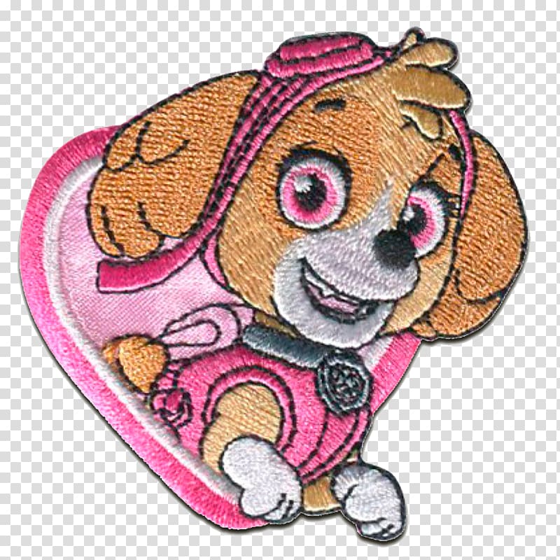 Embroidered patch Iron-on Embroidery Appliqué Sewing, Paw Patrol PINK transparent background PNG clipart