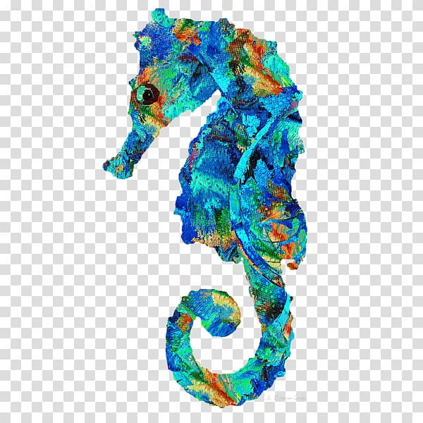 Work of art Watercolor painting Canvas print, Seahorse transparent background PNG clipart