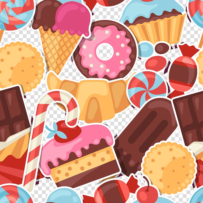 Cupcake Candy Confectionery store, Colored candy desserts seamless background material transparent background PNG clipart