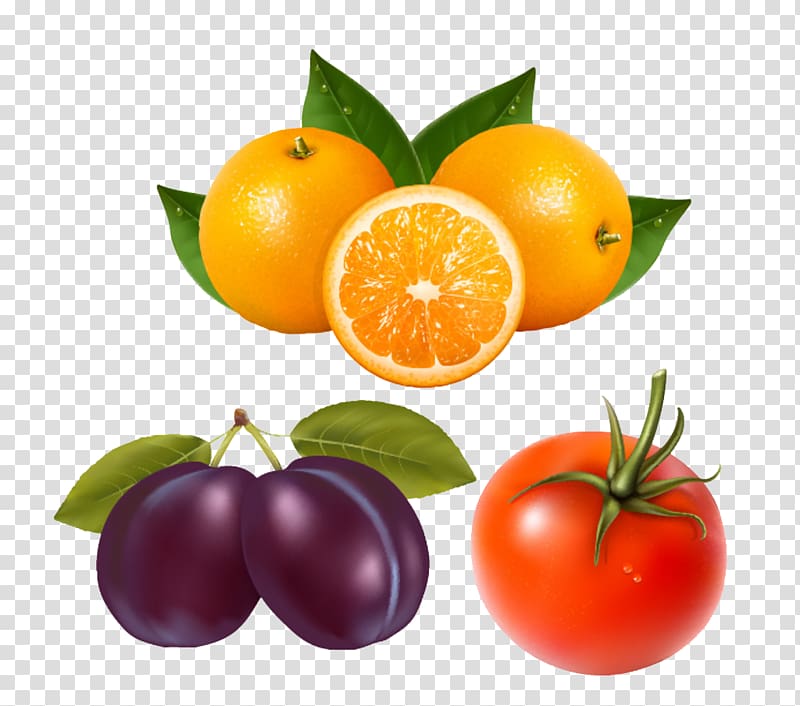 Orange juice , Orange and plum tomatoes transparent background PNG clipart