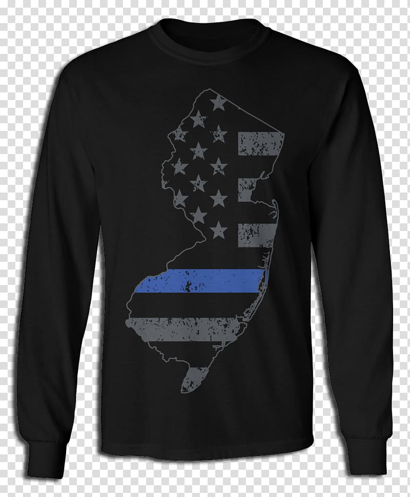 Long-sleeved T-shirt Hoodie, Thin Blue Line transparent background PNG clipart