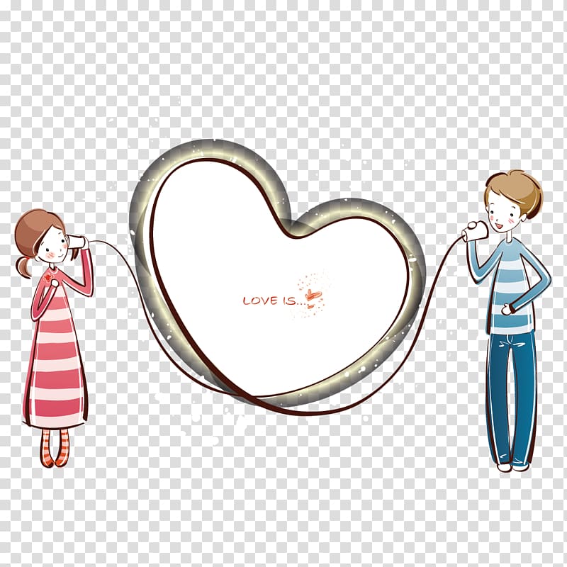 Cartoon Illustration, Call couple transparent background PNG clipart