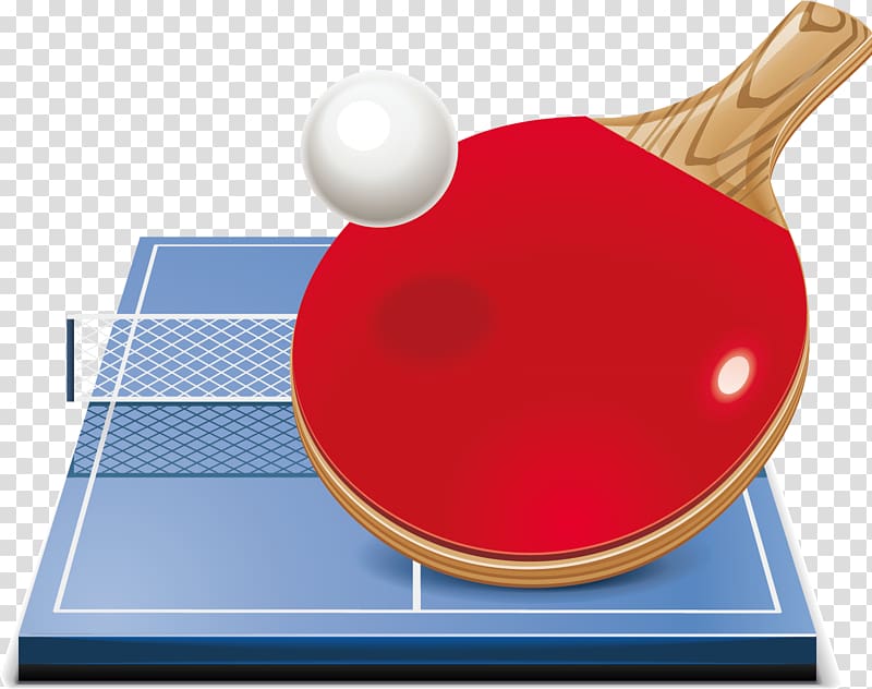 Table tennis racket Ball, Red table tennis ball table elements transparent background PNG clipart