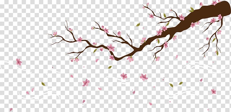 flowers falling from branches illustration, Cherry blossom Peach Petal, Falling petals of peach blossoms transparent background PNG clipart