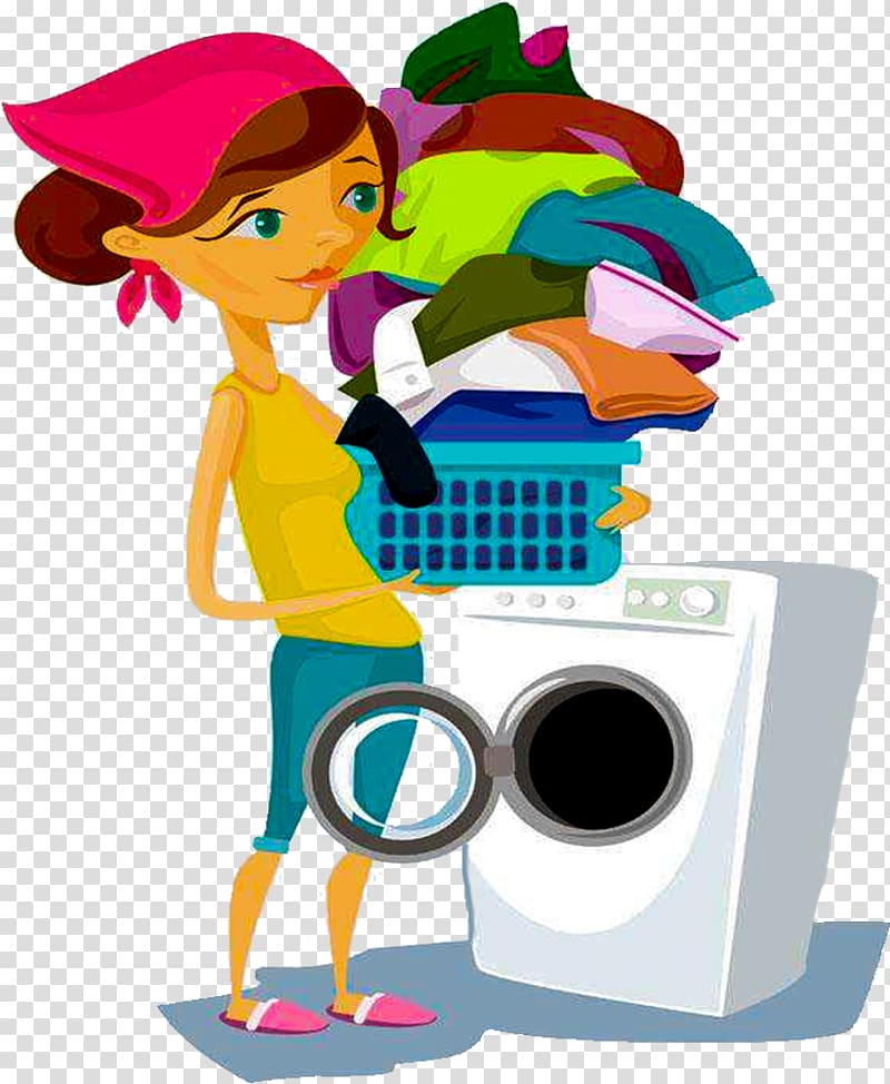 woman doing laundry service , Washing machine Laundry Clothing, Wash clothes in washing machines transparent background PNG clipart
