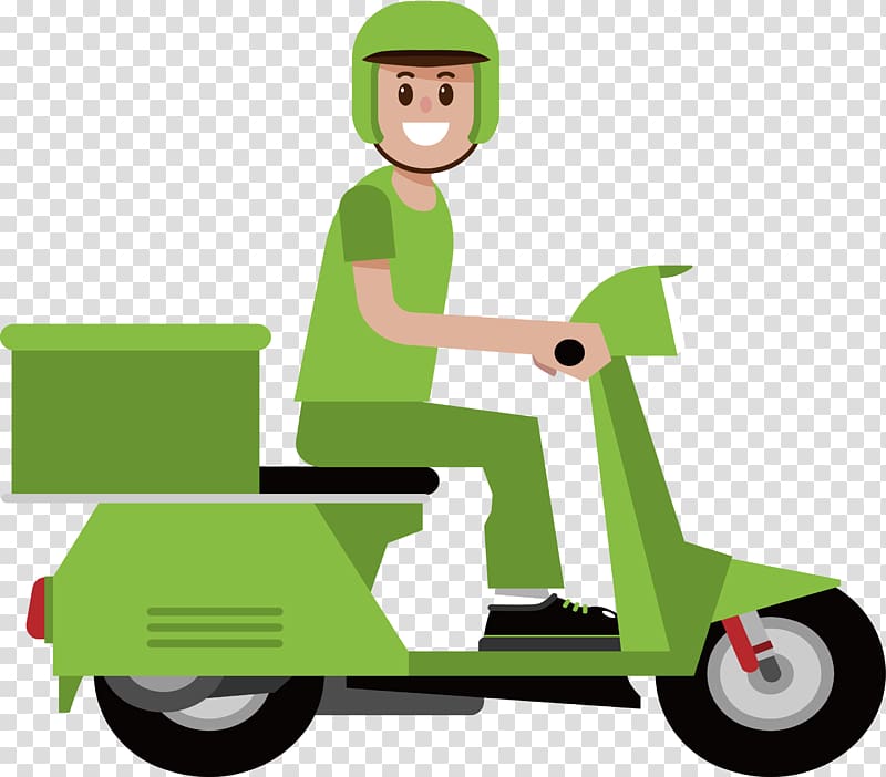 man riding motor scooter , Motorcycle courier Euclidean , Green motorcycle courier transparent background PNG clipart