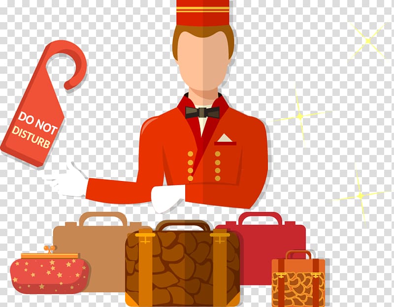 Hotel Doorman Accommodation , The hotel staff suitcase painted pattern transparent background PNG clipart