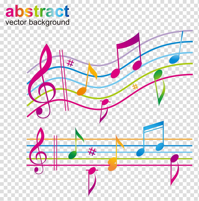 assorted-color music note and g-clef illustration, Musical note Color Staff Sheet music, Dancing notes transparent background PNG clipart