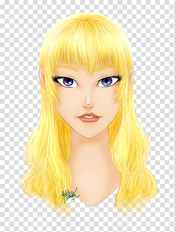 Blond Yellow Hair coloring Hime cut, Head shot transparent background PNG clipart