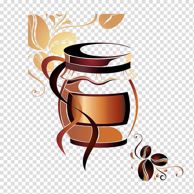 Coffee bean Cafe Kopi Luwak, Coffee pot and coffee beans transparent background PNG clipart