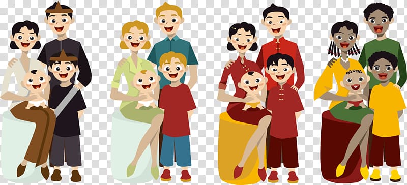 Cartoon Family Illustration, Cartoon family members transparent background PNG clipart