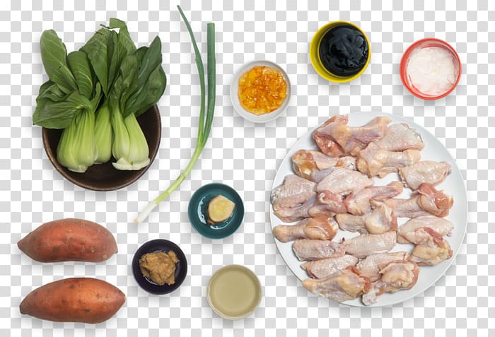 Sweet potato salad Buffalo wing Vegetarian cuisine Glaze, Bok Choy transparent background PNG clipart