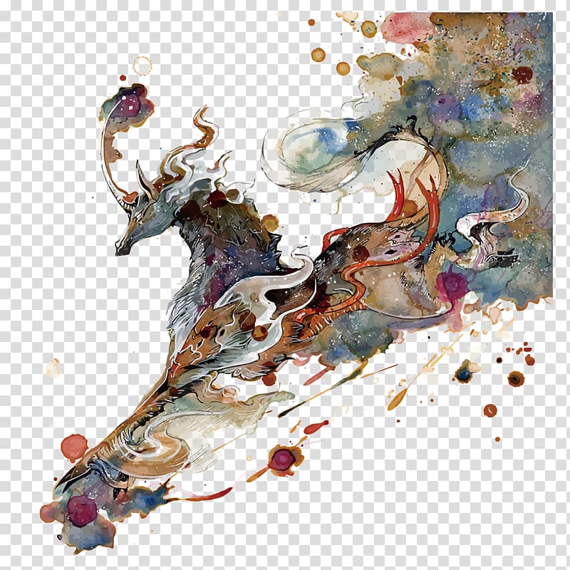Watercolor painting Work of art, unicorn transparent background PNG clipart