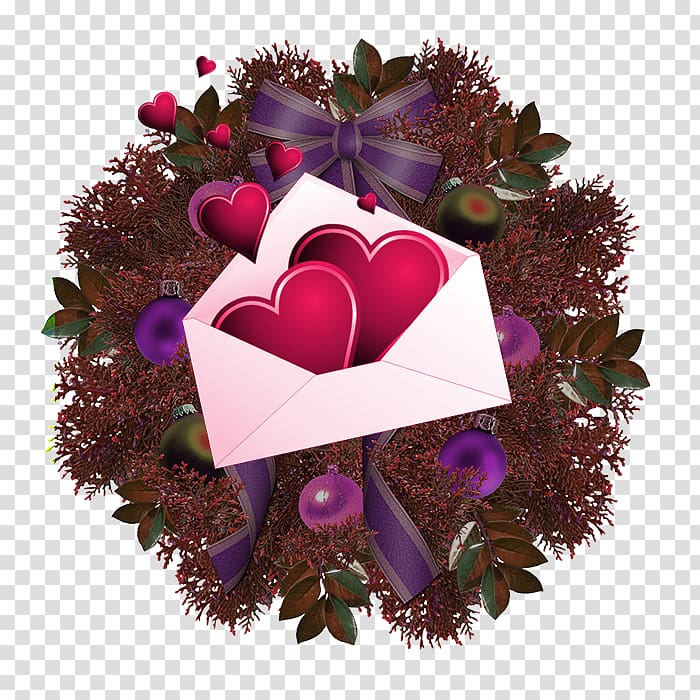 Rudolph Christmas ornament Wreath Flower bouquet, Valentine\'s Day love letter Bouquet transparent background PNG clipart