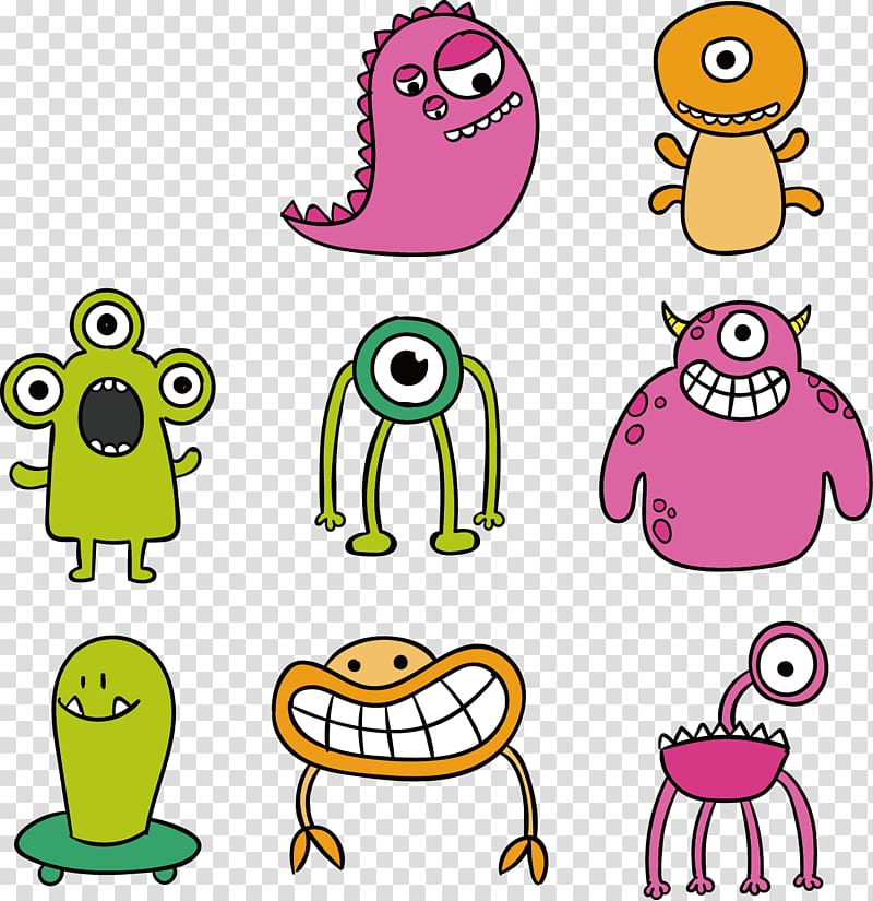 Extraterrestrial life Drawing Cartoon , painted monster transparent background PNG clipart
