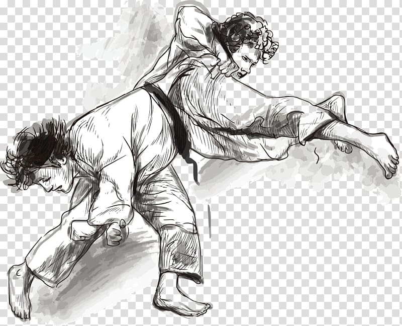 Judo Martial arts Drawing Illustration, Judo Wrestling transparent background PNG clipart
