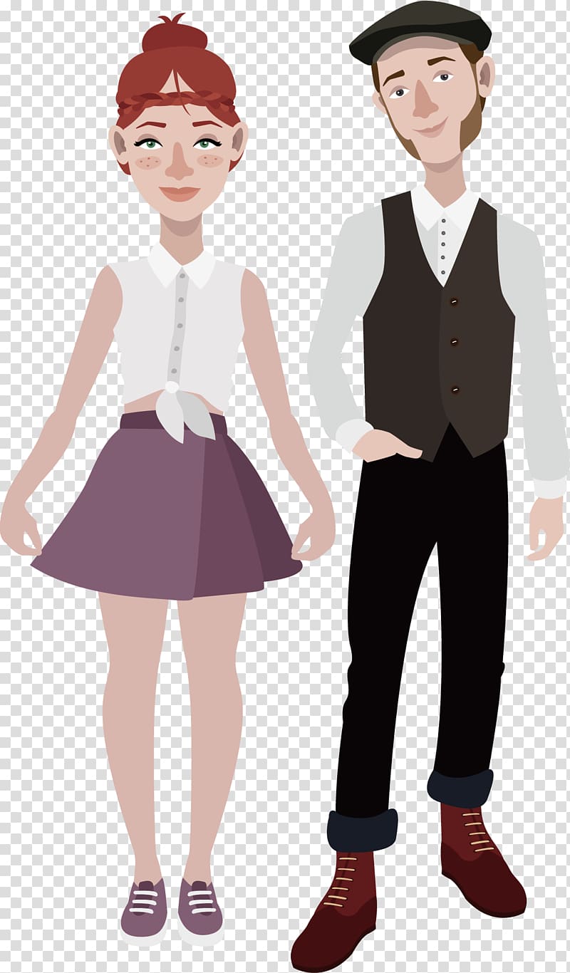 Drawing Illustration, Cartoon couple transparent background PNG clipart