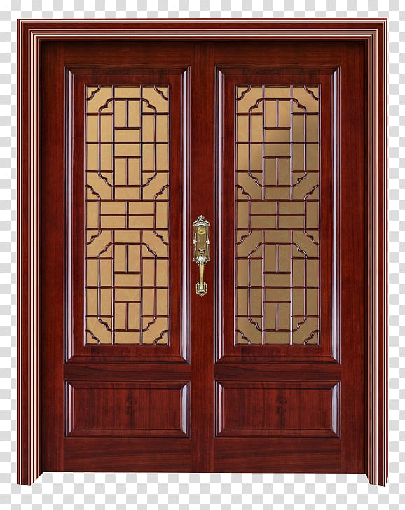 Teak Door Solid wood Glass, Chinese mahogany wood door transparent background PNG clipart