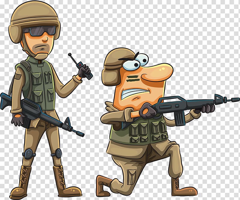 two army animated arts, Soldier Army Cartoon Military , Executive with soldiers transparent background PNG clipart