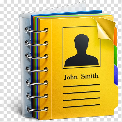 communication brand yellow, Address book, John Smith book transparent background PNG clipart