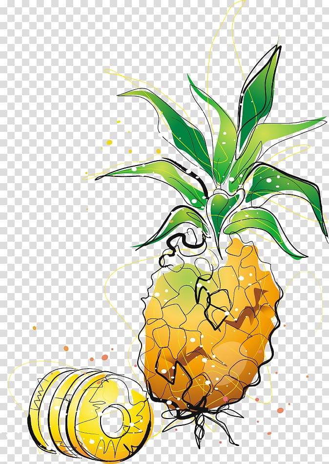 Pineapple Cartoon Drawing , Cartoon painted pineapple transparent background PNG clipart