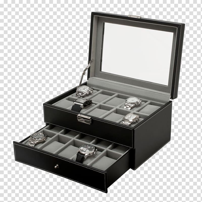 Box Watch Jewellery Display case Leather, glass display transparent background PNG clipart