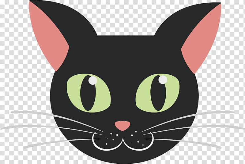 Black cat Kitten, Cartoon cat face transparent background PNG clipart