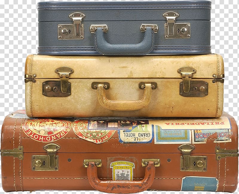 brown travel luggages, Suitcase Baggage Travel Trunk Samsonite, Vintage Computer transparent background PNG clipart