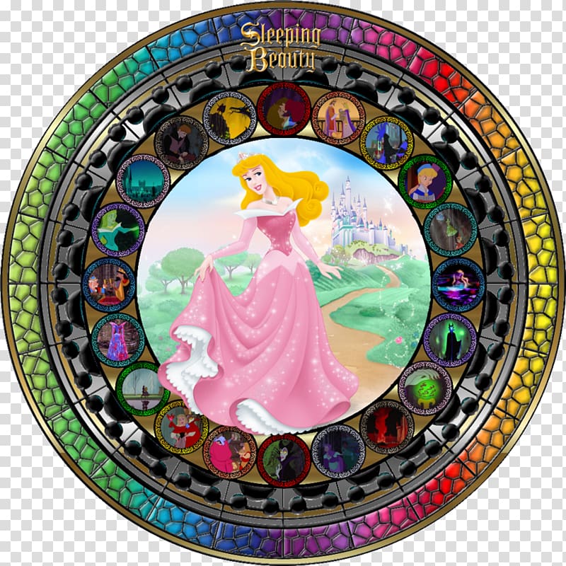 Stained glass Window Belle Beast, sleeping beauty transparent background PNG clipart