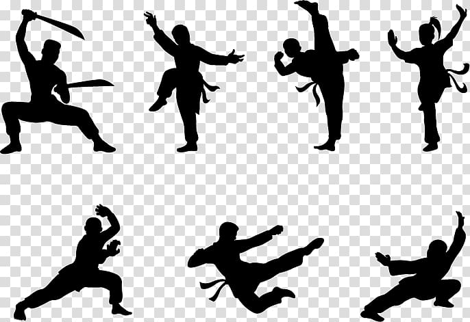 martial arts pose , Chinese martial arts Illustration, Martial arts silhouette material transparent background PNG clipart