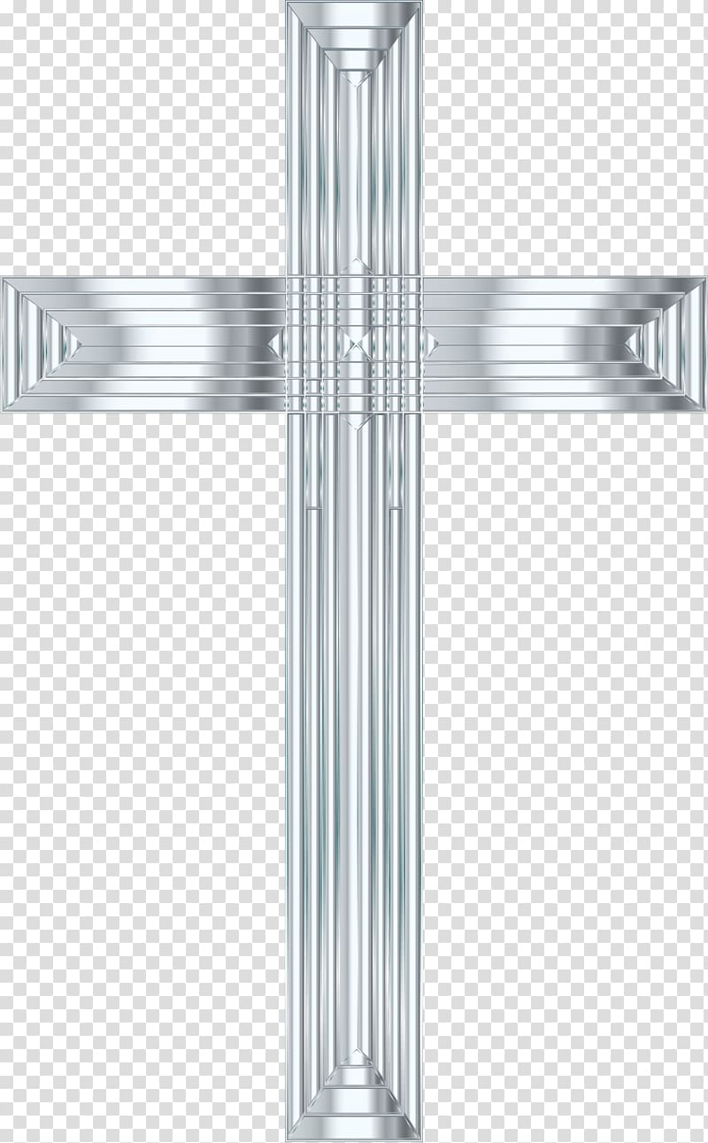 Christian cross , silver transparent background PNG clipart