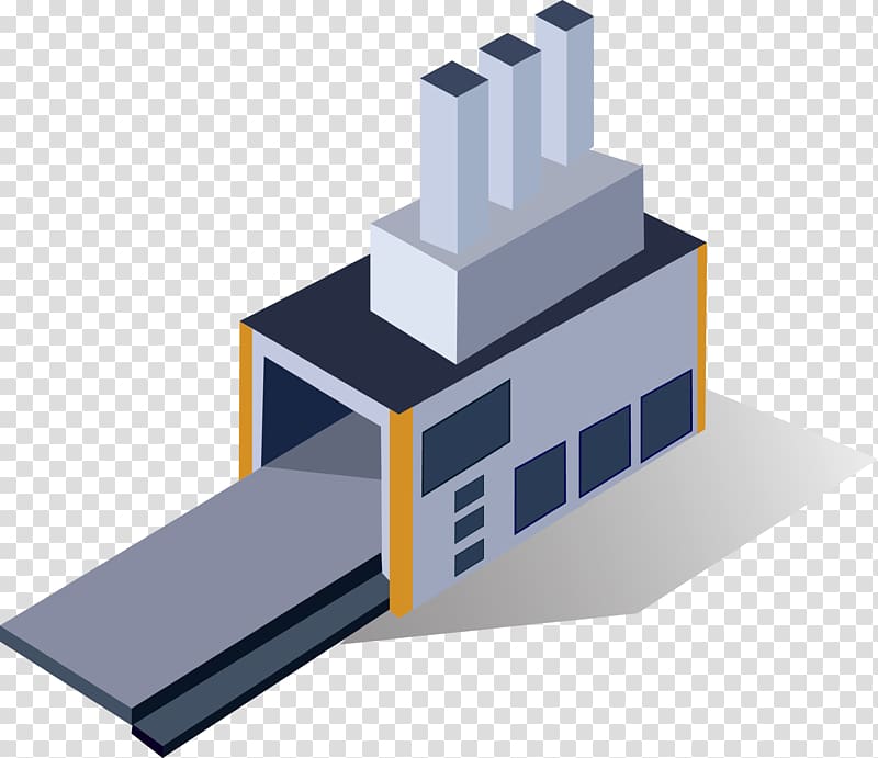 Building Industry Factory Logo, Stereoscopic cartoon warehouse model transparent background PNG clipart