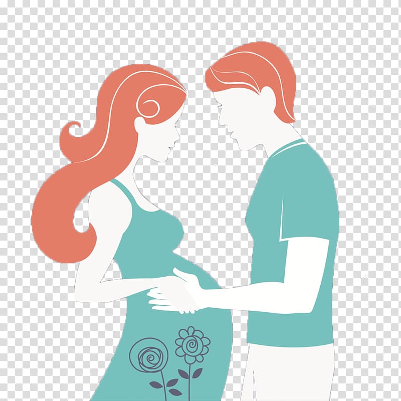 Pregnant woman happy family couple in clinic line Vector Image