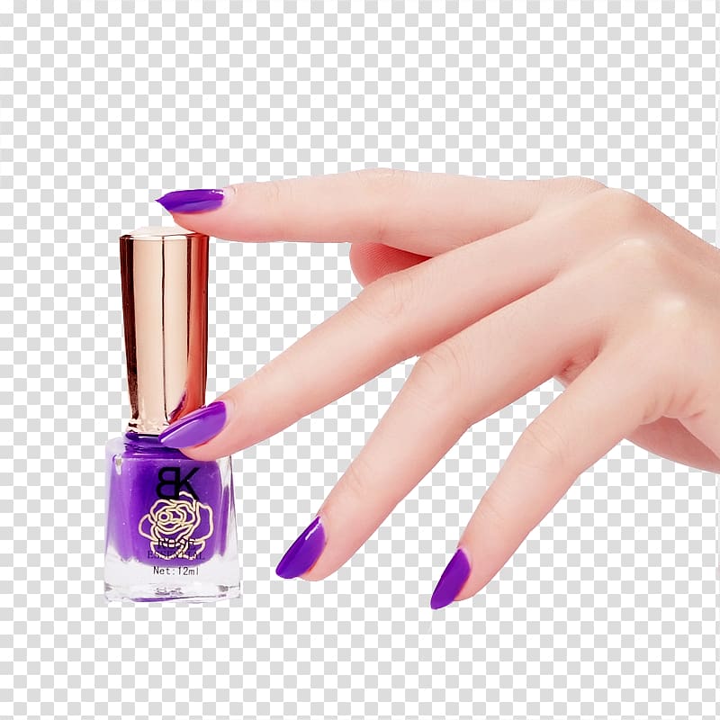 person holding purple nail polish bottle, Nail polish Manicure Nail art Hand, Nail transparent background PNG clipart