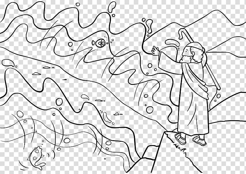 Crossing the Red Sea Book of Exodus Bible Coloring book, sea transparent background PNG clipart