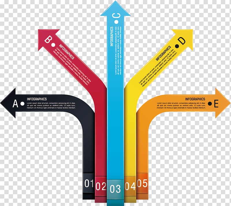 five assorted-color arrows , Kagata Ya Liquor Store Plan Improvement Microsoft PowerPoint Template, colored arrows transparent background PNG clipart