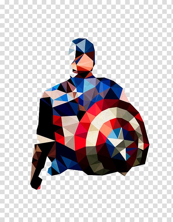 Captain America Wolverine Polygon Art Superhero, Diamond stitching American captain transparent background PNG clipart