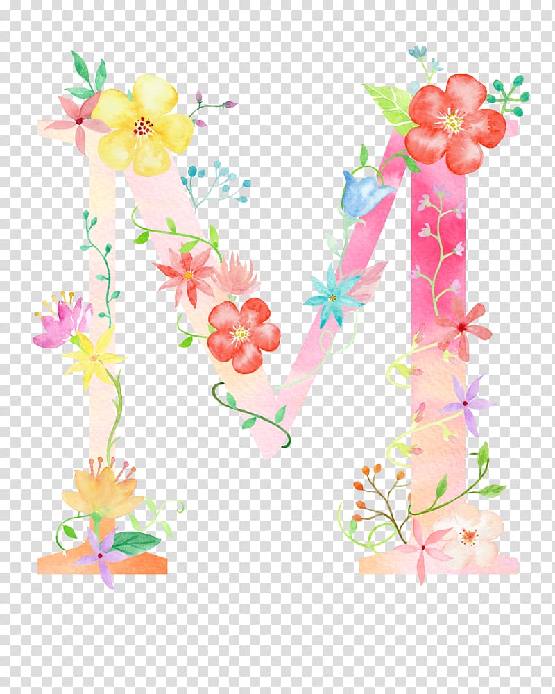 flowers letter m transparent background PNG clipart