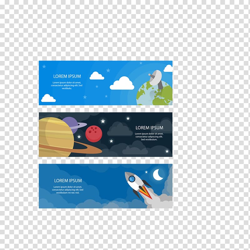 Flat design Web banner Advertising, color outer space science banner transparent background PNG clipart