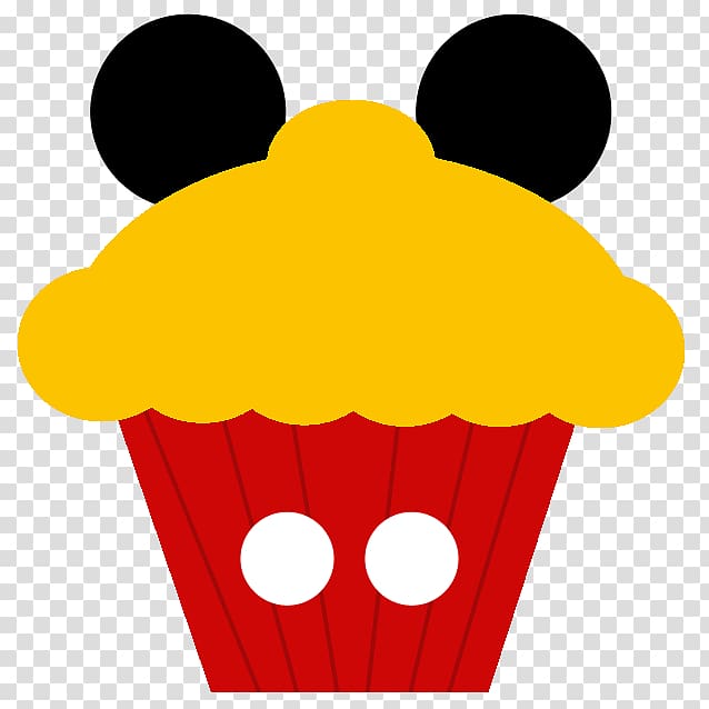 yellow popcorn on red bucket illustration, Mickey Mouse Minnie Mouse Donald Duck Cupcake , mickey transparent background PNG clipart