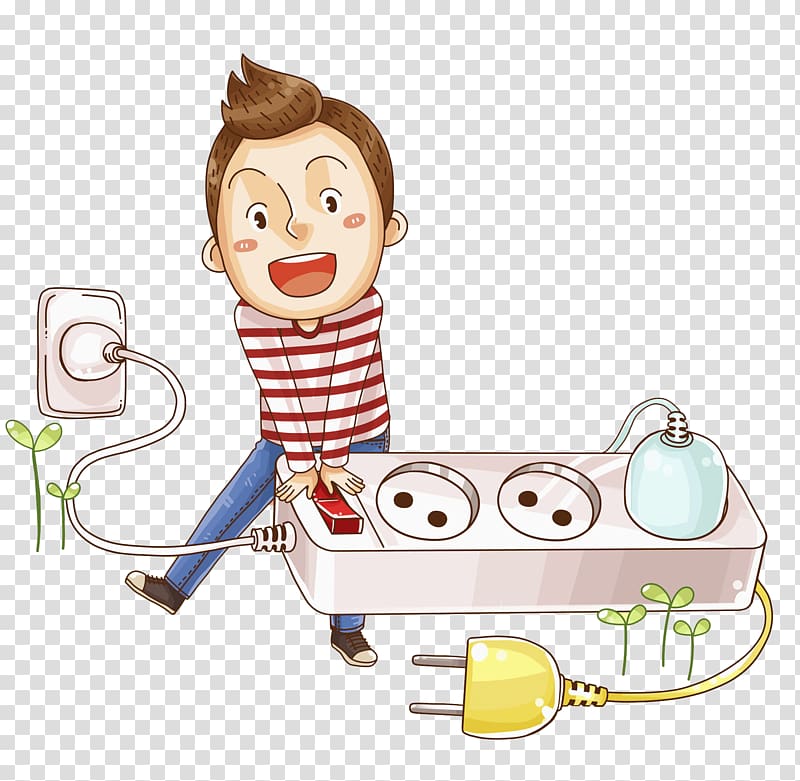 Extension cord Illustration, Lovely man transparent background PNG clipart