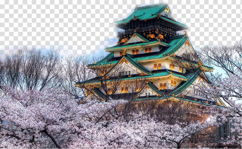 Osaka Castle Namba Osaka Loop Line Tu014ddai-ji u30e4u30afu30b7u30b8u30b5u30a4u30c8u30a6, Japanese tower building transparent background PNG clipart