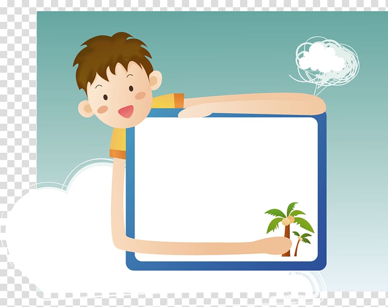 Cartoon Boy , Cartoon boy holding Noticeboard transparent background PNG clipart