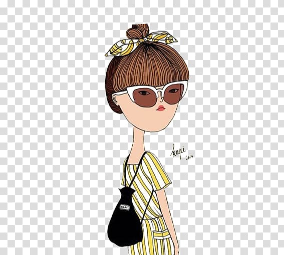 Cartoon Avatar Illustration, Girl with sunglasses transparent background PNG clipart