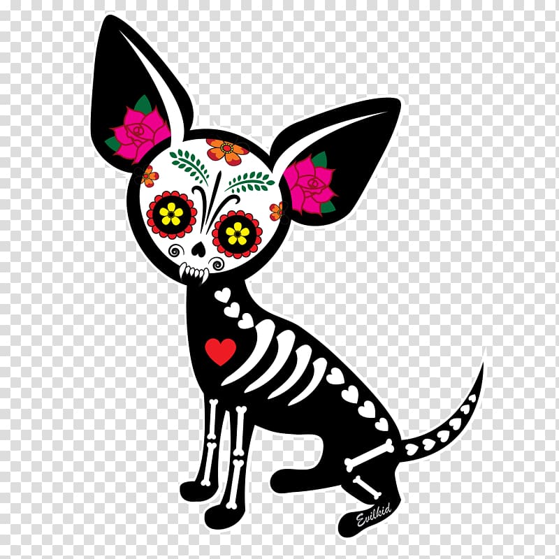 Chihuahua Calavera Skull Day of the Dead Decal, skull transparent background PNG clipart