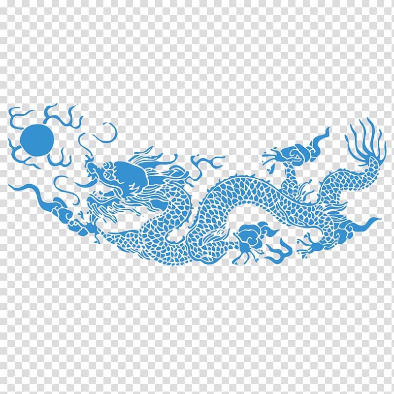 blue dragon illustration, Chinese dragon Japanese dragon Pattern, Chinese dragon transparent background PNG clipart