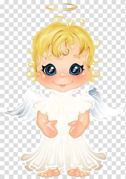 Angel Cartoon Illustration, Lovely hand-painted angel sticker transparent background PNG clipart