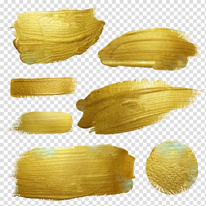 gold brush paint, Brush Watercolor painting Drawing , paint transparent background PNG clipart