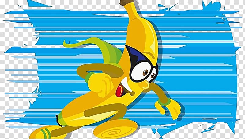 Banana Cartoon u0e01u0e32u0e23u0e4cu0e15u0e39u0e19u0e0du0e35u0e48u0e1bu0e38u0e48u0e19 Vegetable, Running banana transparent background PNG clipart