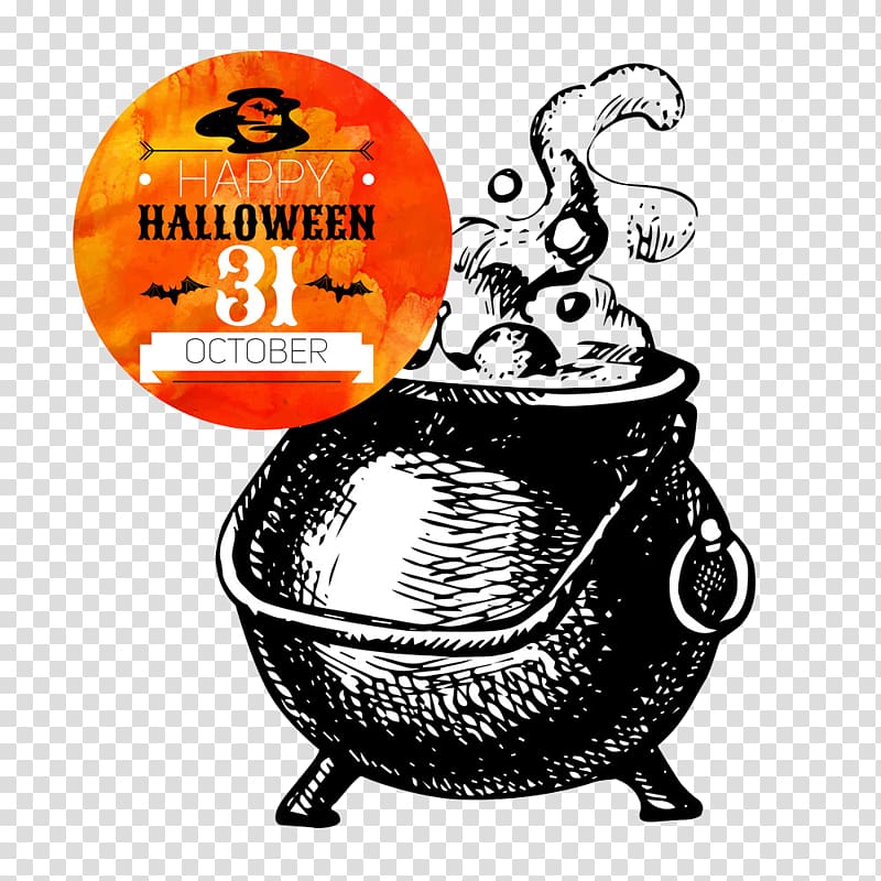 Paper Drawing Halloween Illustration, Boiled water transparent background PNG clipart